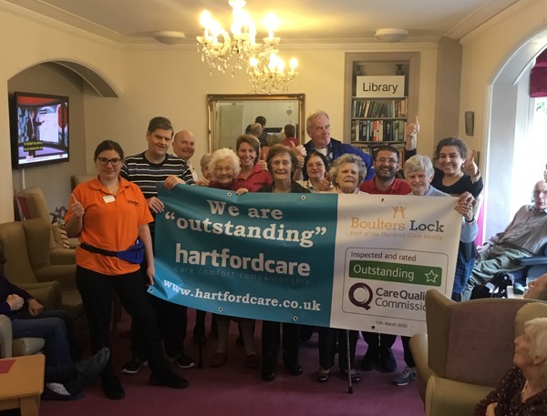 Hartford Care celebrates third CQC ‘Outstanding’ rating with Boulters Lock picture