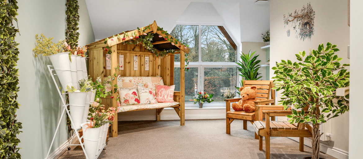 The quiet garden room at Hawkhurst House Care Home in Hawkhurst,Cranbrook