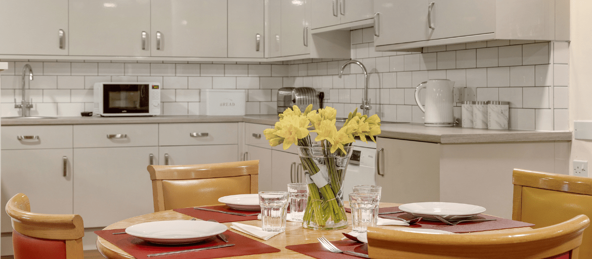 Quiet dining room at Hazeldene House Care Home in Pembury