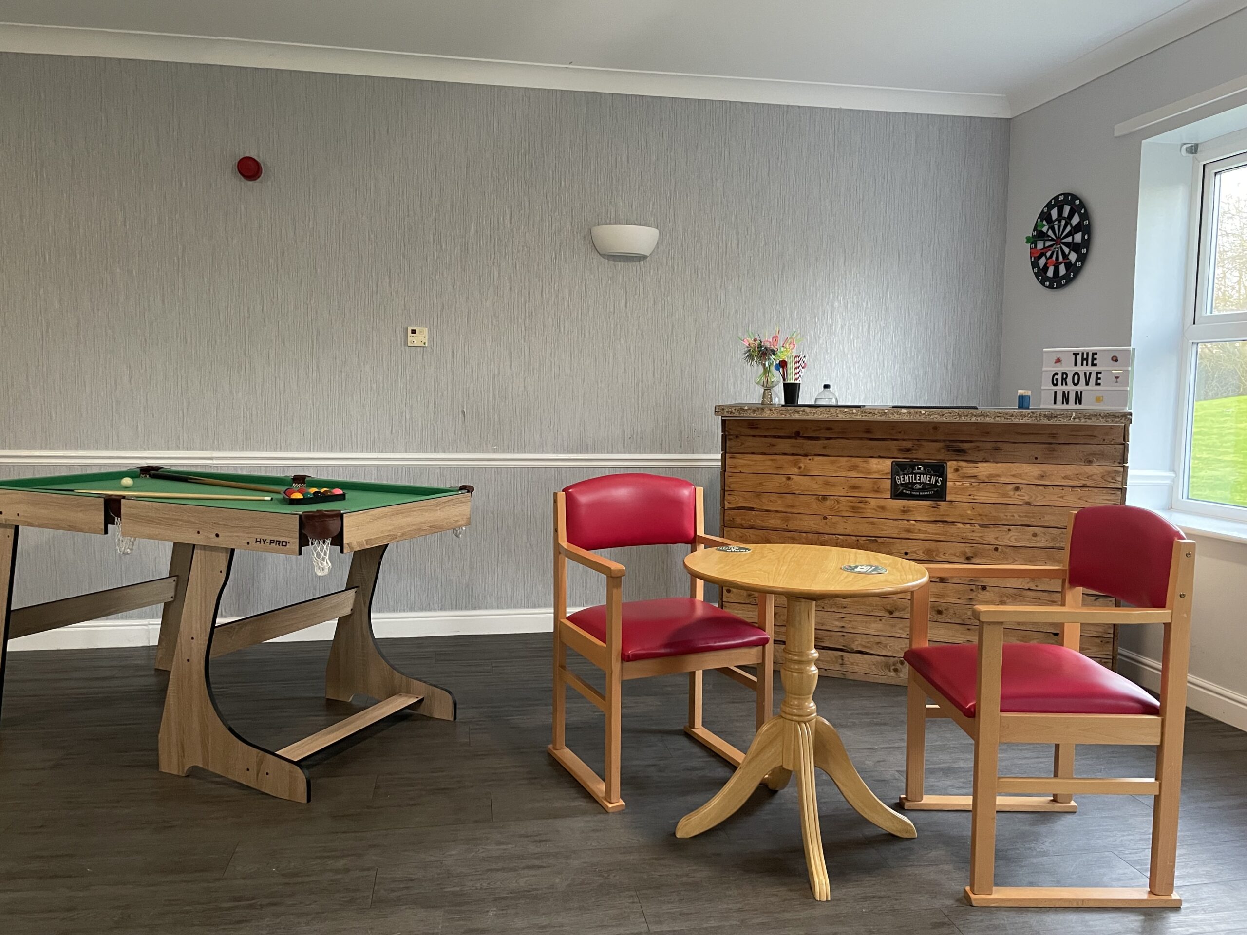 Games room at Aldergrove Manor care home in Wolverhampton