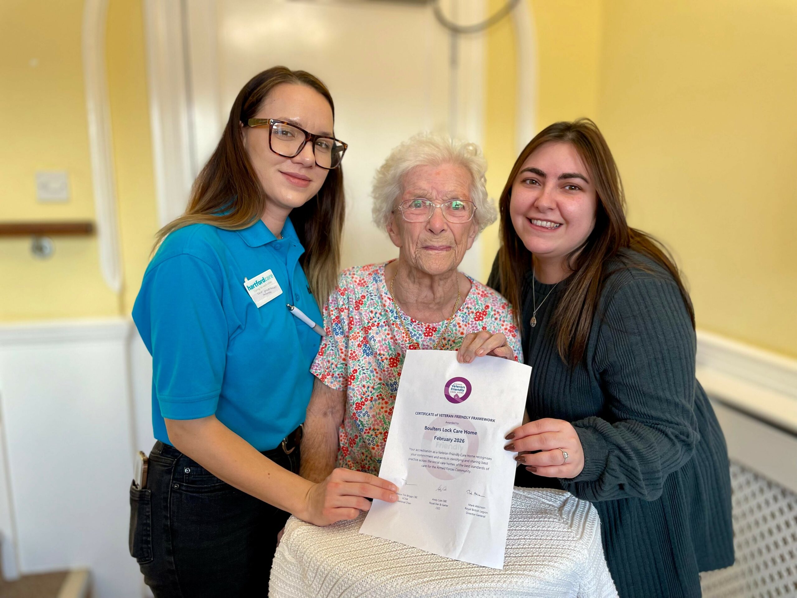 Boulter Lock care home in Maidenhead achieves Veteran Friendly Framework status picture